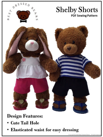 Best Dressed Bears Build-A-Bear Shelby Shorts Pattern for Build-A-Bear Dolls Pixie Faire