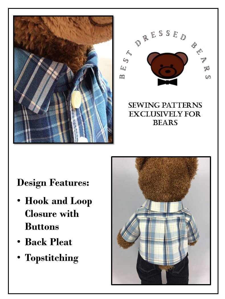 Best Dressed Bears Denbigh Shirt Plush Toy Clothes Pattern 15 to 18 inch Build-A-Bear® Bears best-dressed-bears-denbigh-shirt-plush-toy-clothes-pattern-15-to-18-inch-build-a-bear-bears