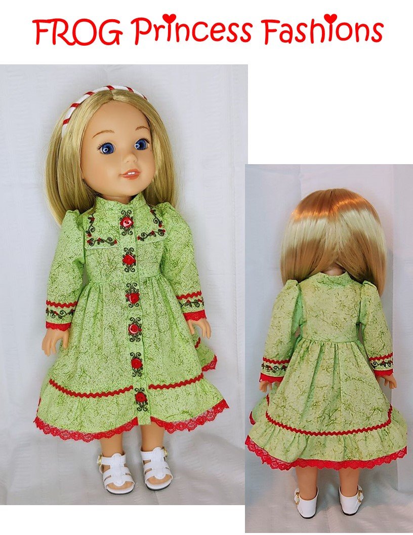 Frog Princess Fashions Machine Embroidery Design Holly and Lace Machine Embroidery Design Set For 14.5" Doll Clothes Pixie Faire