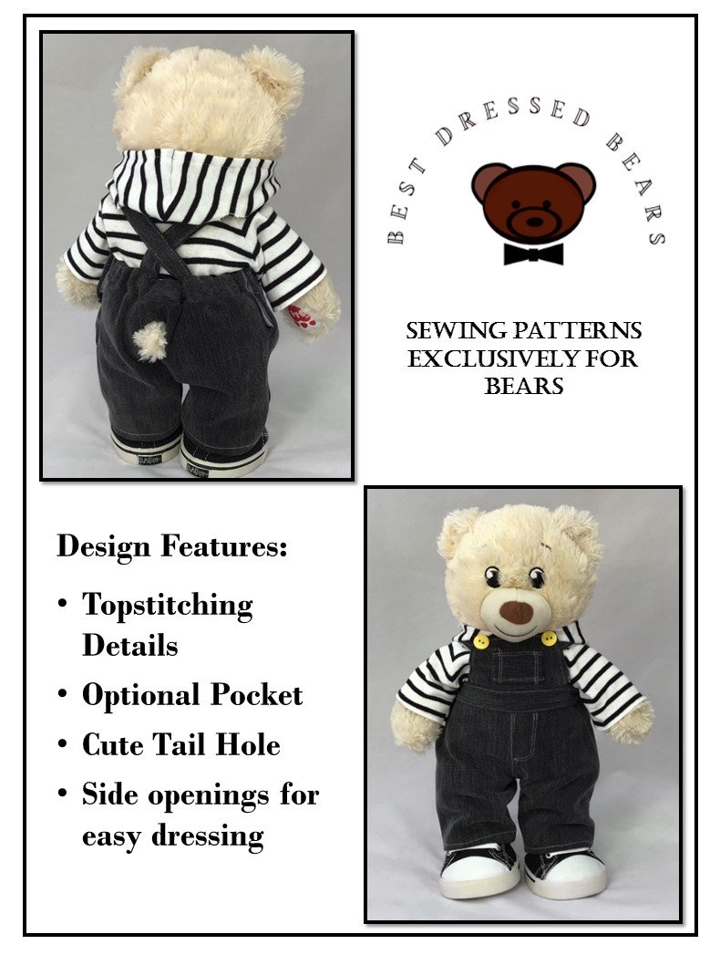 Best Dressed Bears Denver Dungarees Plush Toy Clothes Pattern 15 to 18