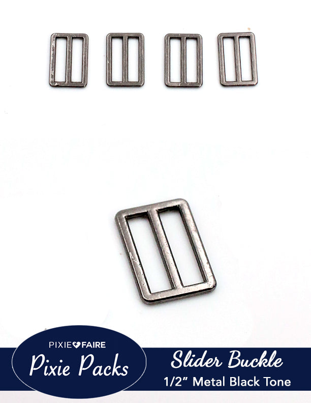 Pixie Faire Pixie Packs Pixie Packs Metal Slider Buckle 1/2" or 12mm Black Pixie Faire