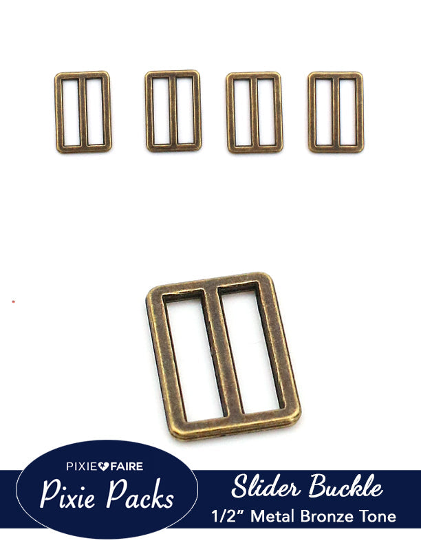 Pixie Faire Pixie Packs Pixie Packs Metal Slider Buckle 1/2" or 12mm Bronze Pixie Faire