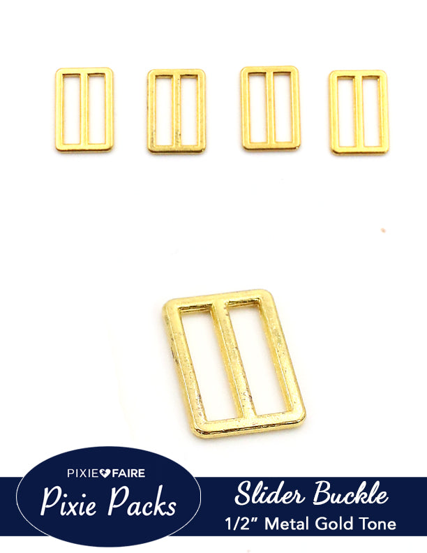 Pixie Faire Pixie Packs Pixie Packs Metal Slider Buckle 1/2" or 12mm Gold Pixie Faire
