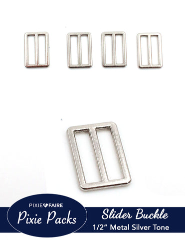 Pixie Faire Pixie Packs Pixie Packs Metal Slider Buckle 1/2" or 12mm Silver Pixie Faire