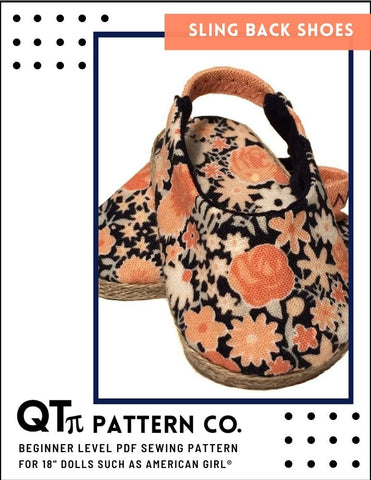 QTπ Pattern Co Shoes Sling Back Shoes 18" Doll Shoes Pixie Faire