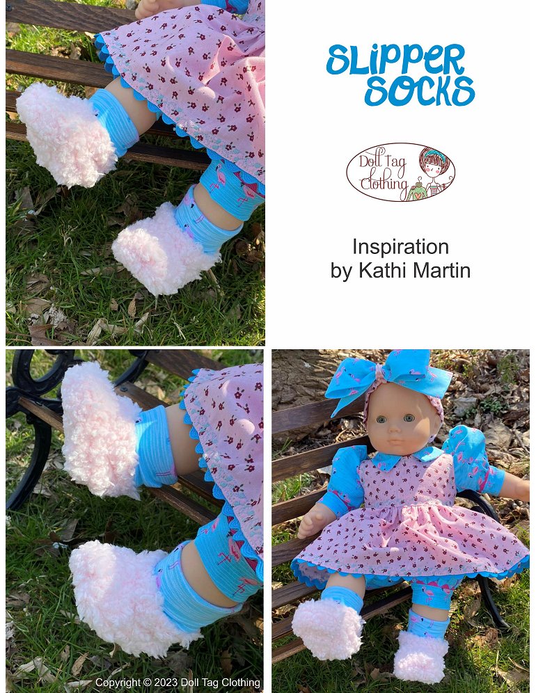 Doll Tag Clothing Shoes Slipper Socks 18" Doll Clothes Pattern Pixie Faire