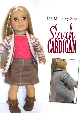 123 Mulberry Street 18 Inch Modern Trendy Slouch Cardigan 18" Doll Clothes Pattern Pixie Faire