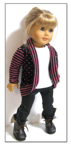 123 Mulberry Street 18 Inch Modern Trendy Slouch Cardigan 18" Doll Clothes Pattern Pixie Faire
