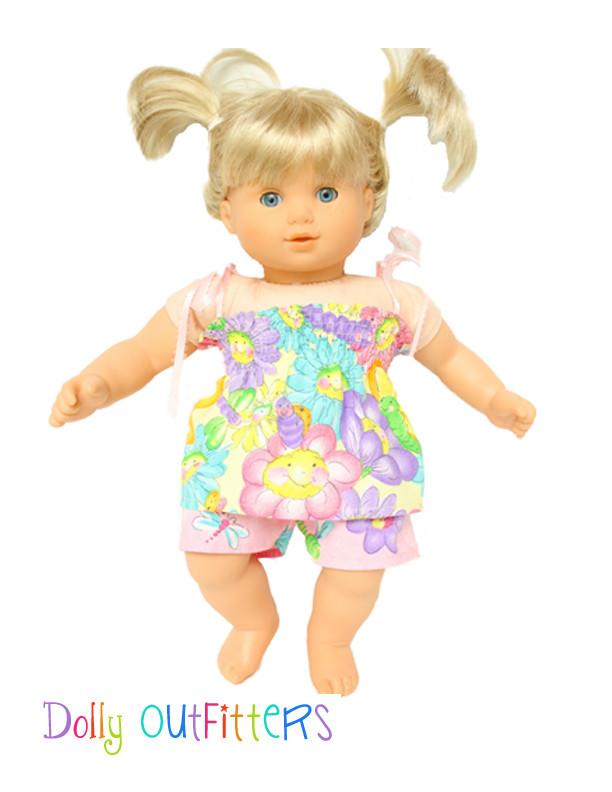 Dolly Outfitters 18 Inch Modern Smocked Sun Top and Shorts 15" and 18" Doll Clothes Pattern Pixie Faire