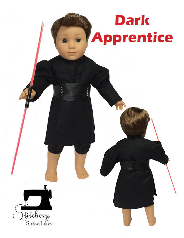 Stitchery By Snowflake 18 Inch Modern Dark Apprentice 18" Doll Clothes Pattern Pixie Faire