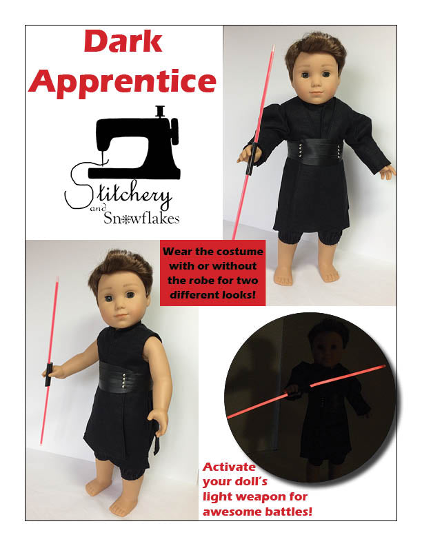 Stitchery By Snowflake 18 Inch Modern Dark Apprentice 18" Doll Clothes Pattern Pixie Faire
