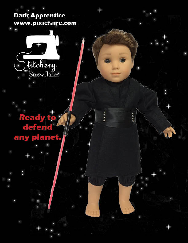 Stitchery By Snowflake 18 Inch Modern Dark Apprentice 18" Doll Clothes Pattern Pixie Faire