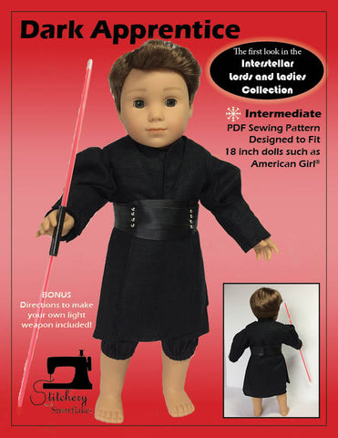 Stitchery By Snowflake 18 Inch Modern Dark Apprentice 18" Doll Clothes Pattern Pixie Faire