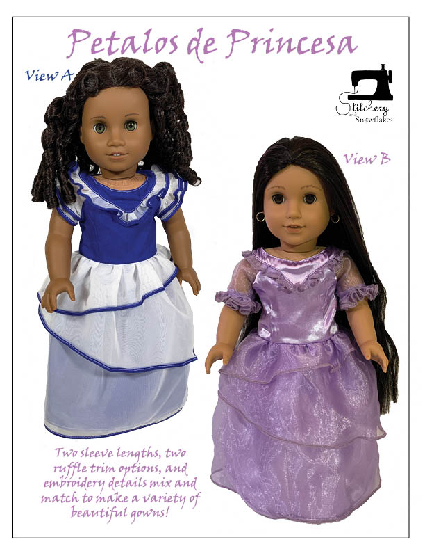 Stitchery By Snowflake 18 Inch Historical Petalos de Princesa 18" Doll Clothes Pattern Pixie Faire