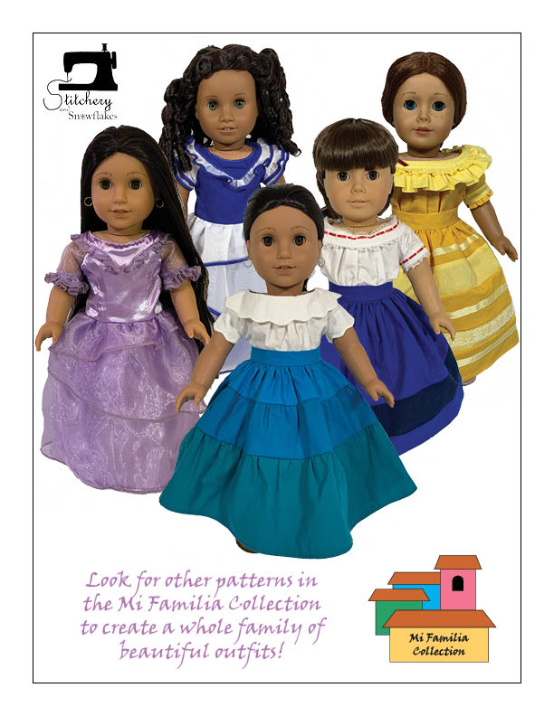 Stitchery By Snowflake 18 Inch Historical Petalos de Princesa 18" Doll Clothes Pattern Pixie Faire