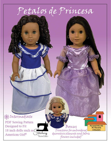 Stitchery By Snowflake 18 Inch Historical Petalos de Princesa 18" Doll Clothes Pattern Pixie Faire