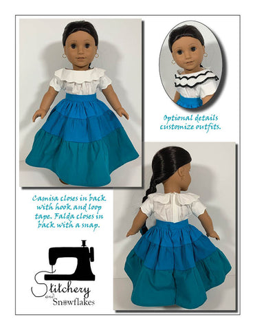 Stitchery By Snowflake 18 Inch Historical Tres Camisas y Faldas 18" Doll Clothes Pattern Pixie Faire