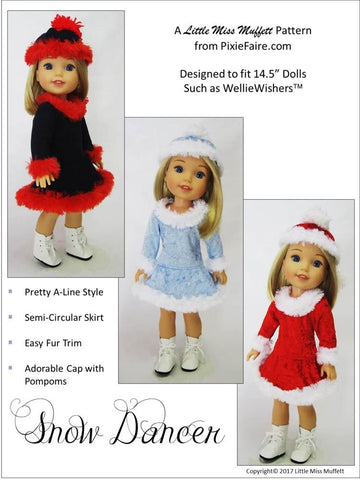 Little Miss Muffett WellieWishers Snow Dancer 14.5" Doll Clothes Pattern Pixie Faire