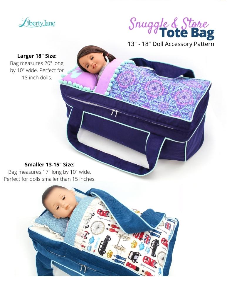 Liberty Jane Bitty Baby/Twin Snuggle & Store Tote Bag 13" - 18" Doll Accessory Pattern Pixie Faire