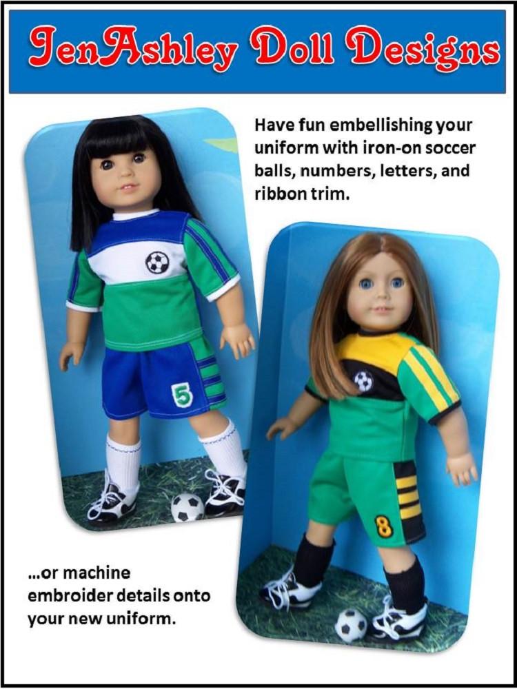 Soccer Uniform 18 inch Doll Clothes PDF Pattern Download
