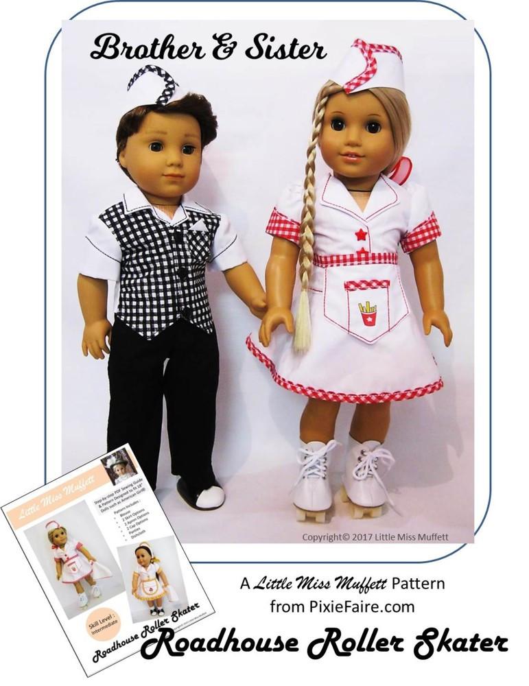Little Miss Muffett 18 Inch Historical Soda Jerk 18" Doll Clothes Pattern Pixie Faire