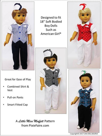 Little Miss Muffett 18 Inch Historical Soda Jerk 18" Doll Clothes Pattern Pixie Faire