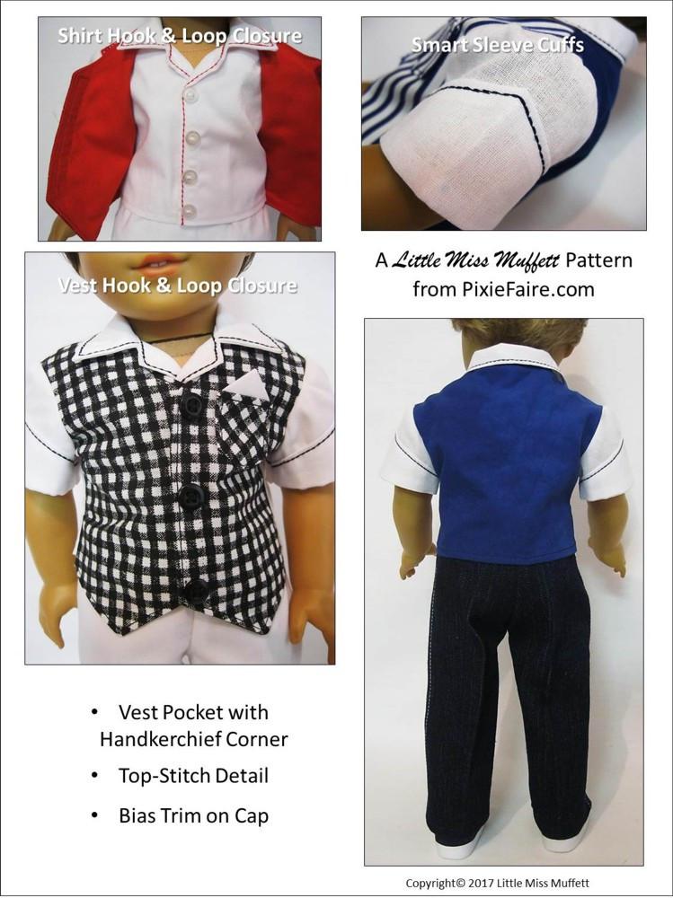 Little Miss Muffett 18 Inch Historical Soda Jerk 18" Doll Clothes Pattern Pixie Faire