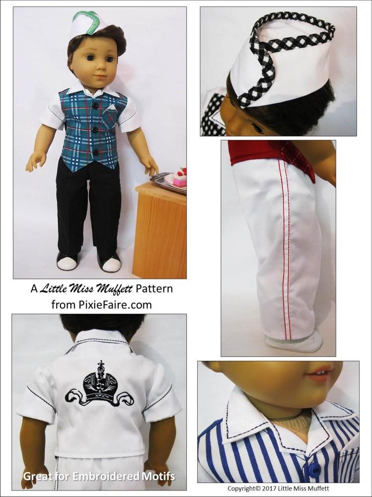 Little Miss Muffett 18 Inch Historical Soda Jerk 18" Doll Clothes Pattern Pixie Faire