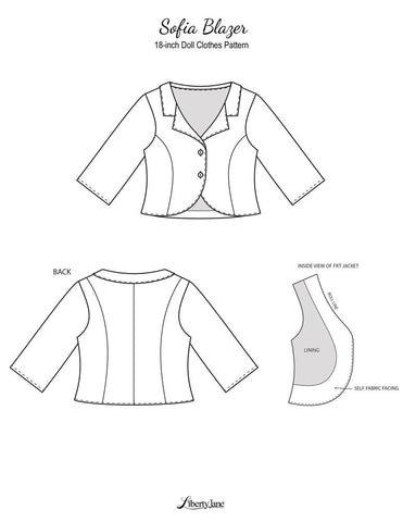 Liberty Jane 18 Inch Modern Sofia Blazer 18" Doll Clothes Pattern Pixie Faire