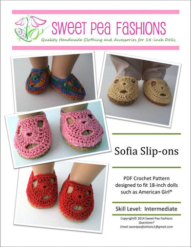 Sweet Pea Fashions Shoes Sofia Crocheted 18" Doll Shoes Pixie Faire