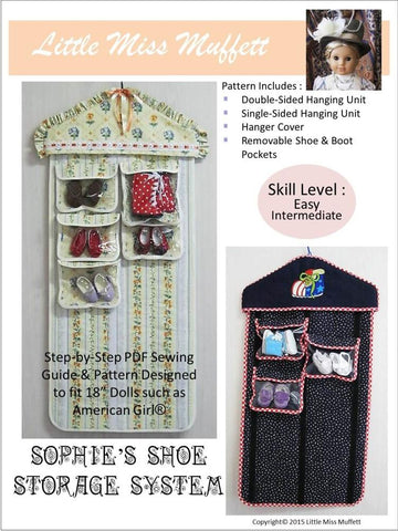 Little Miss Muffett 18 Inch Modern Sophie's Shoe Storage System 18" Doll Accessory Pattern Pixie Faire
