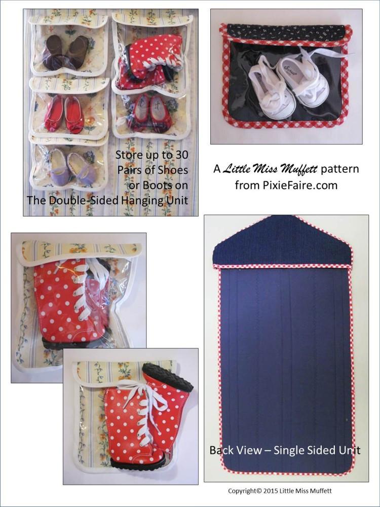 Little Miss Muffett 18 Inch Modern Sophie's Shoe Storage System 18" Doll Accessory Pattern Pixie Faire