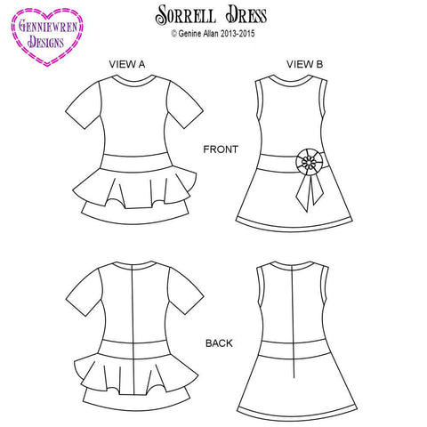 Genniewren 18 Inch Modern Sorrell Dress 18" Doll Clothes Pattern Pixie Faire