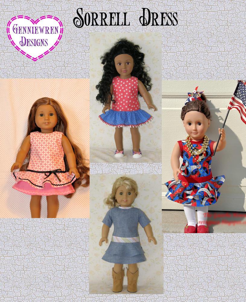 Genniewren 18 Inch Modern Sorrell Dress 18" Doll Clothes Pattern Pixie Faire