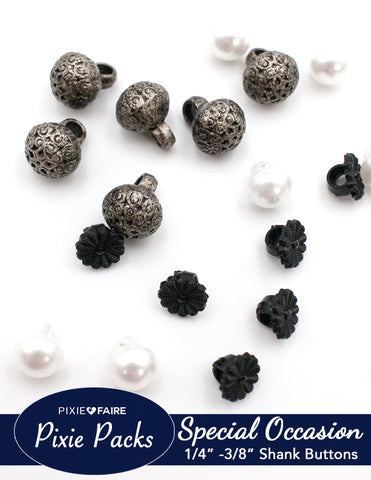 Pixie Faire Pixie Packs Pixie Packs 1/4" -3/8" Shank Buttons Special Occasion Collection Pixie Faire