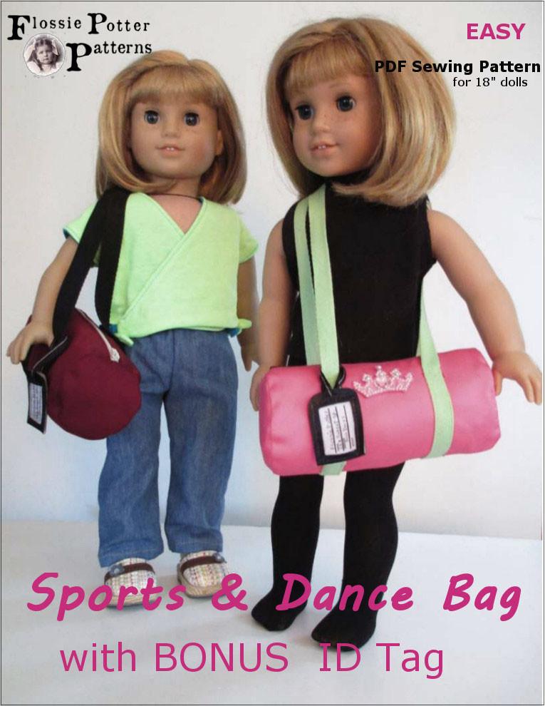 Flossie Potter 18 Inch Modern Sports and Dance Bag With Bonus ID Tag 18" Doll Accessories Pixie Faire