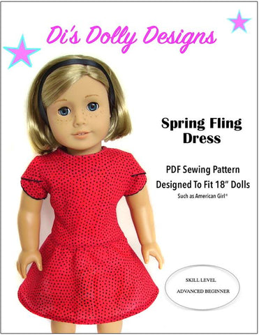 Di's Dolly Designs 18 Inch Modern Spring Fling Dress 18" Doll Clothes Pattern Pixie Faire