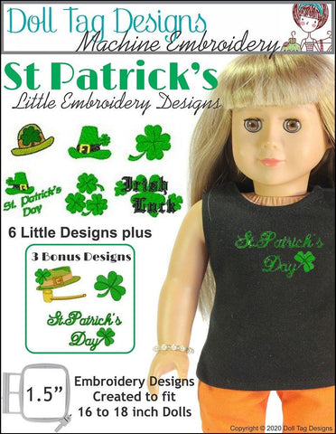 Doll Tag Clothing Machine Embroidery Design Saint Patrick's Little Machine Embroidery Designs Pixie Faire