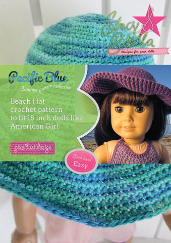 Stacy and Stella Crochet Beach Hat 18" Doll Crochet Pattern Pixie Faire