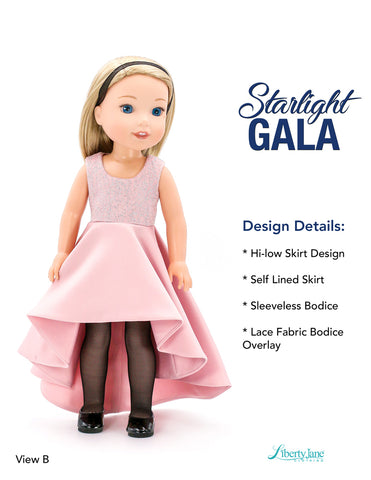 Liberty Jane Ruby Red Fashion Friends Starlight Gala Dress 14.5-15" Doll Clothes Pattern Pixie Faire
