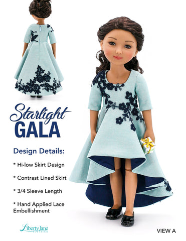 Liberty Jane Ruby Red Fashion Friends Starlight Gala Dress 14.5-15" Doll Clothes Pattern Pixie Faire