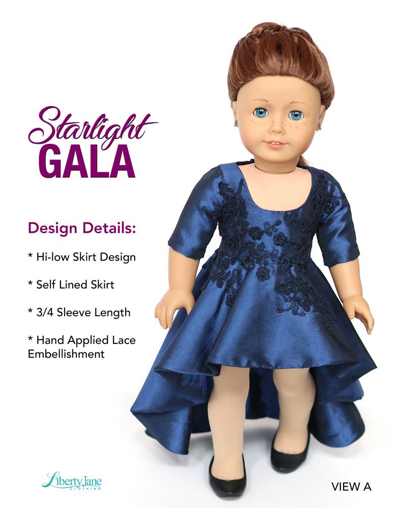 Liberty Jane 18 Inch Modern Starlight Gala Dress 18" Doll Clothes Pattern Pixie Faire