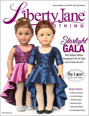 Liberty Jane 18 Inch Modern Starlight Gala Dress 18" Doll Clothes Pattern Pixie Faire