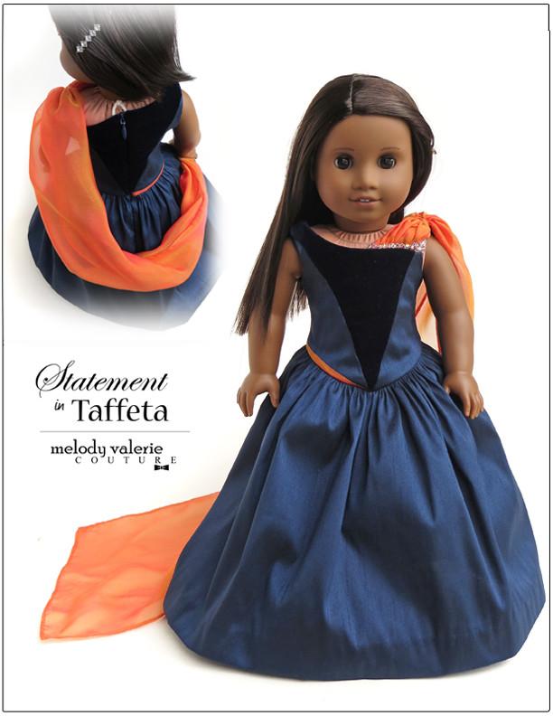 Melody Valerie Couture 18 Inch Modern Statement in Taffeta dress 18“ Doll Clothes Pixie Faire