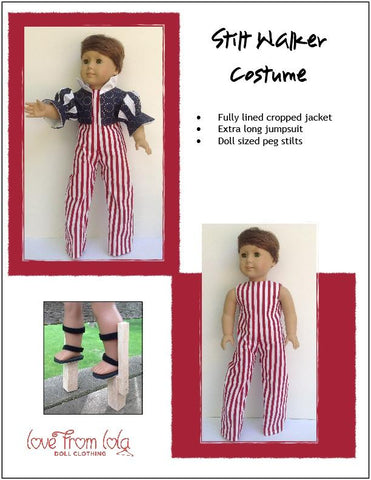 Love From Lola 18 Inch Historical Stilt Walker Costume 18" Doll Clothes Pattern Pixie Faire