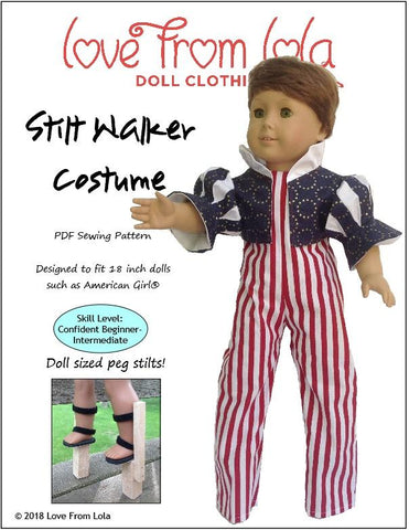 Love From Lola 18 Inch Historical Stilt Walker Costume 18" Doll Clothes Pattern Pixie Faire