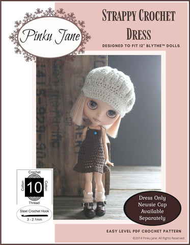 Pinku Jane Blythe/Pullip Strappy Crochet Dress Pattern For 12" Blythe Dolls Pixie Faire