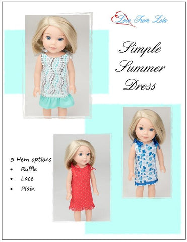 Love From Lola WellieWishers Simple Summer Dress 14-14.5" Doll Clothes Pattern Pixie Faire