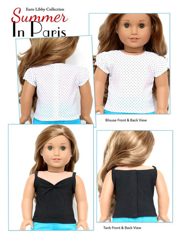 Liberty Jane 18 Inch Modern Summer In Paris Tops 18" Doll Clothes Pattern Pixie Faire