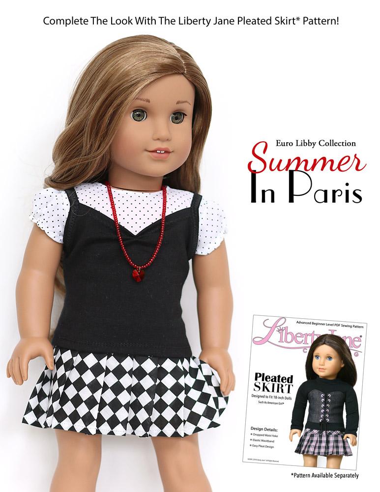 Liberty Jane 18 Inch Modern Summer In Paris Tops 18" Doll Clothes Pattern Pixie Faire